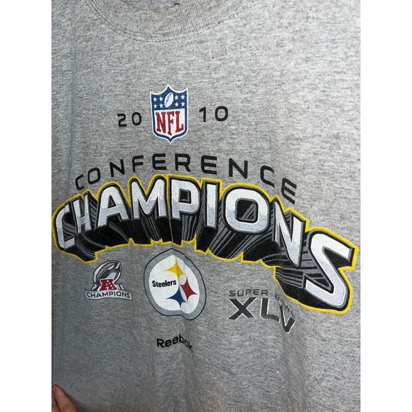 Reebok Pittsburgh Steelers 2010 NFL Conference Champions Super Bowl XLV T-Shirt - Picture 2 of 6